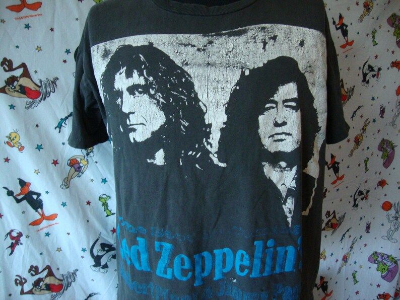 Vintage 90S Jimmy Page And Robert Plant Led Zeppelin 1998 Tour Concert T Shirt