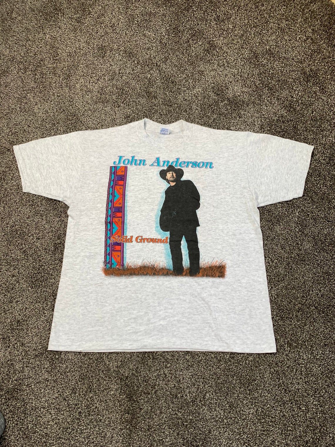 Vintage 90s John Anderson Shirt Vtg Single Stitch Solid Ground Country Western Music shirt
