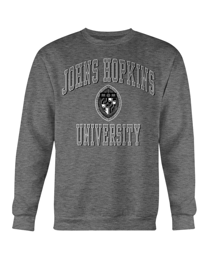 Vintage 90S John Hopkins University Big Arch Logo Print Grey Sweatshirt 211223