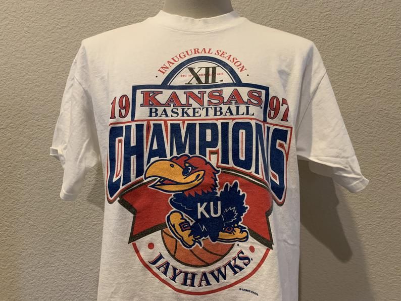 Vintage 90'S Kansas University Jayhawks Basketball Champions 1997 Shirt