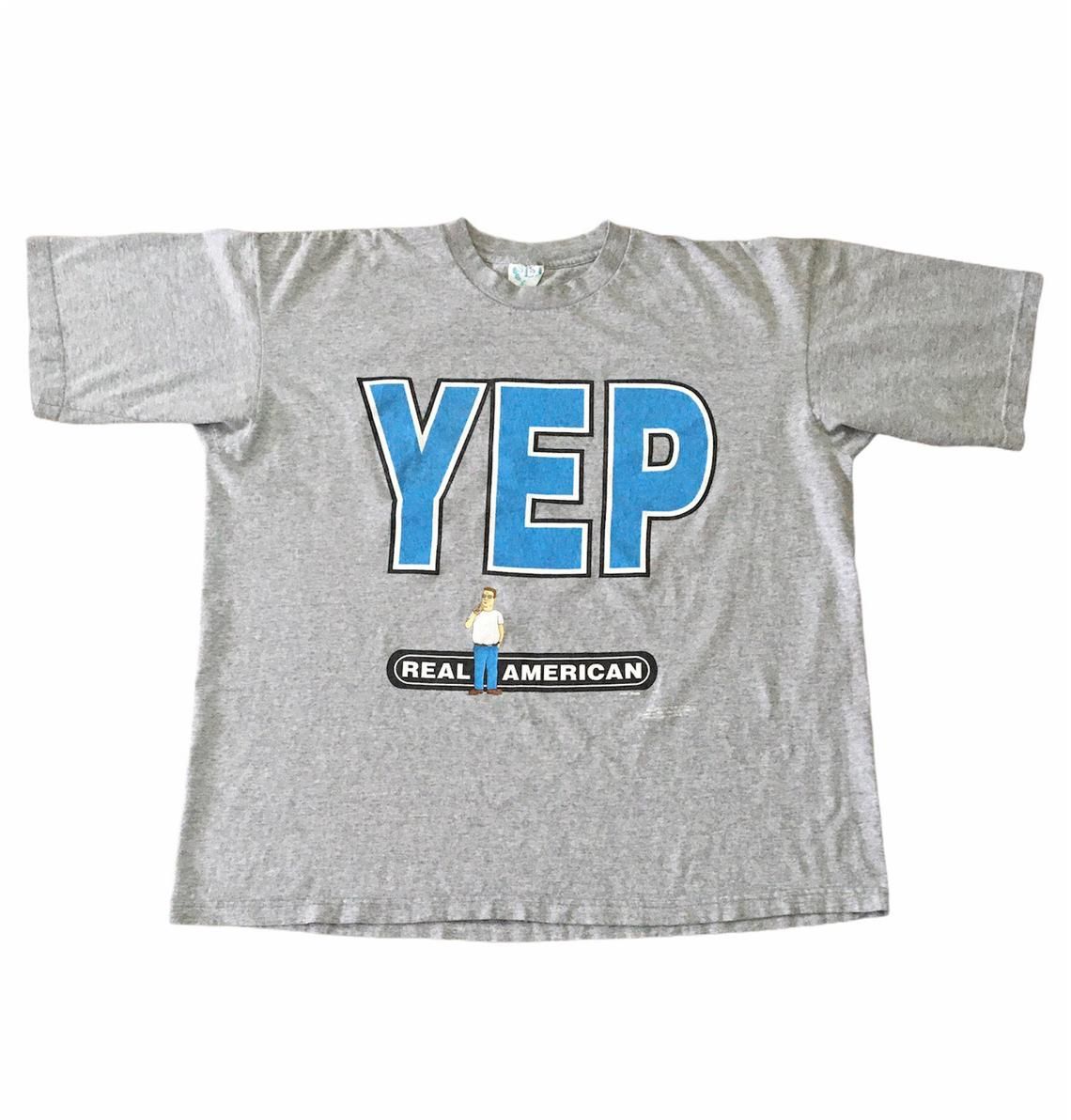 Vintage 90s King of the Hill YEP Real American Hank Hill 1999 Mike Judge Animated Series shirt vintage 90s king of the hill yep real american hank hill 1999 mike judge animated series shirt dmsfv