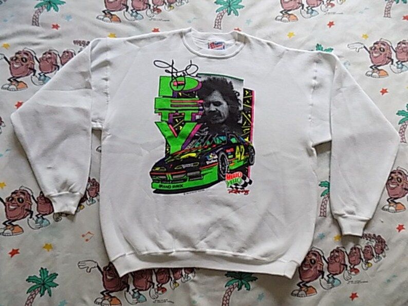 Vintage 90S Kyle Petty Mello Yellow Racing Pullover Sweatshirt Xl 1992 Grand Prix Nascar Neon