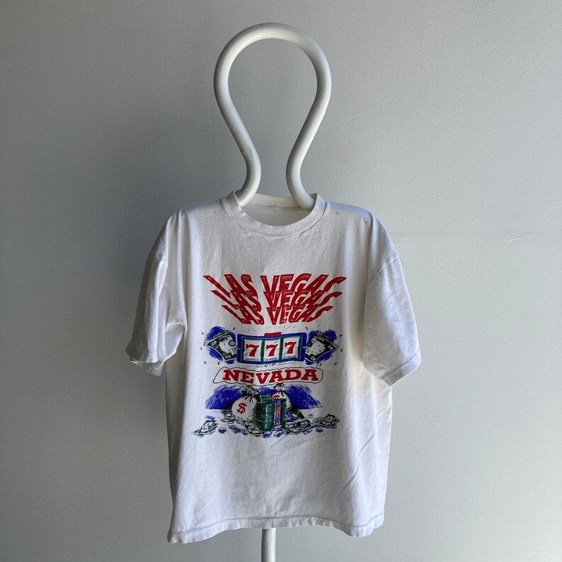 Vintage 90S Las Vegas T Shirt Soft Stains 1994