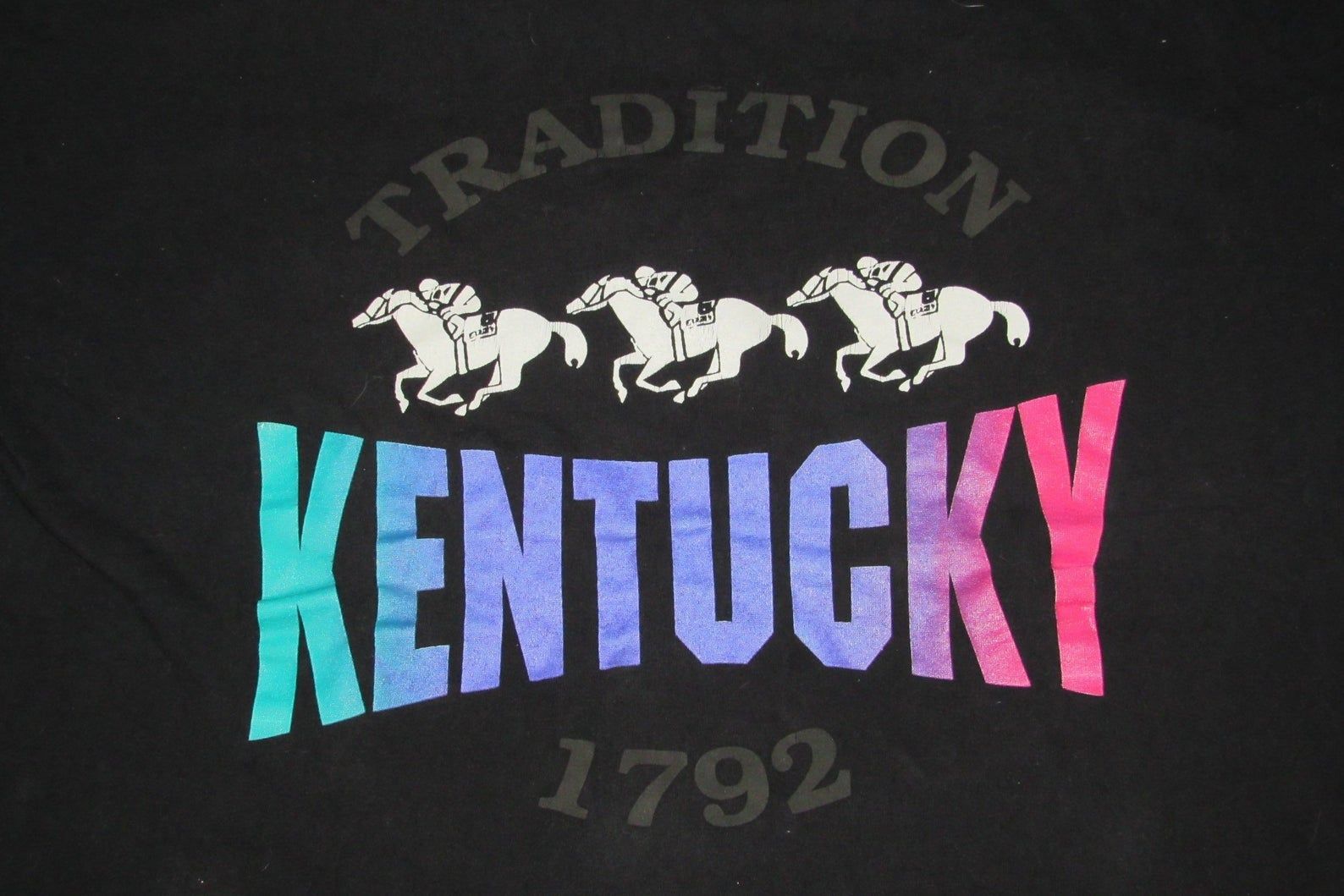 Vintage 90S Layered Velva Sheen Kentucky Derby Shirt - Sz - Grunge Era Tee Colorful