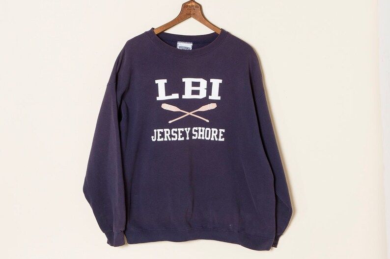 Vintage 90S Lbi Sweatshirt Long Beach Island New Jersey Navy Blue Unisex Jersey Shore Beaches Usa