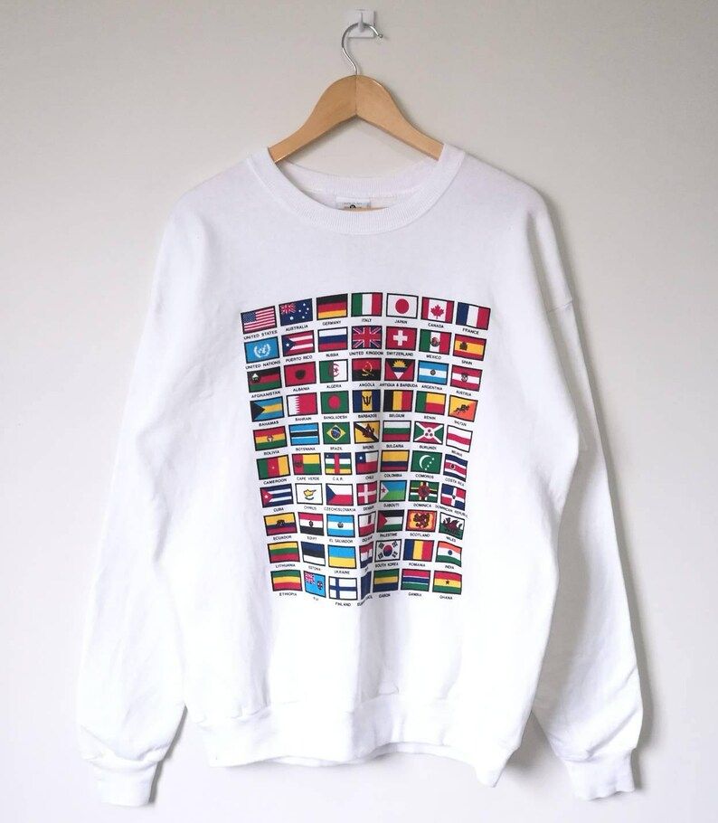 Vintage 90S Lee Jumper Sweatshirt Country Flag Usa Streetwear