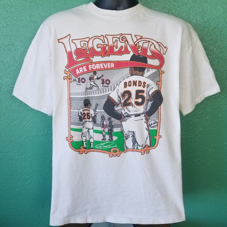 Vintage 90's Legends Are Forever Barry Bonds 25 San Francisco Giants Shirt