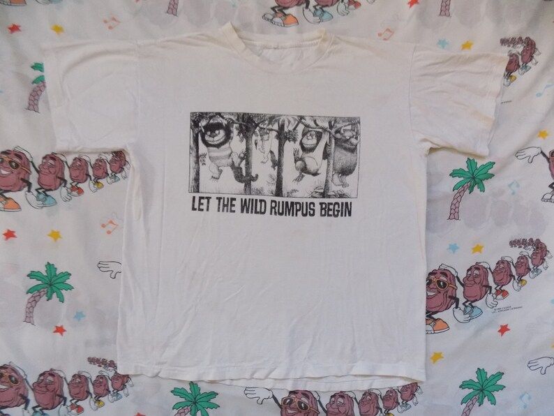 Vintage 90S Let The Wild Rumpus Begin T Shirt Xl Single Stitch Where The Wild Things Are Spoof