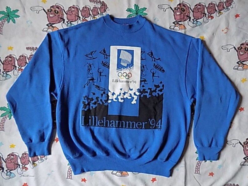 Vintage 90S Lillehammer 1994 Winter Olympics Pullover Sweatshirt Arge Winter Sports Norway