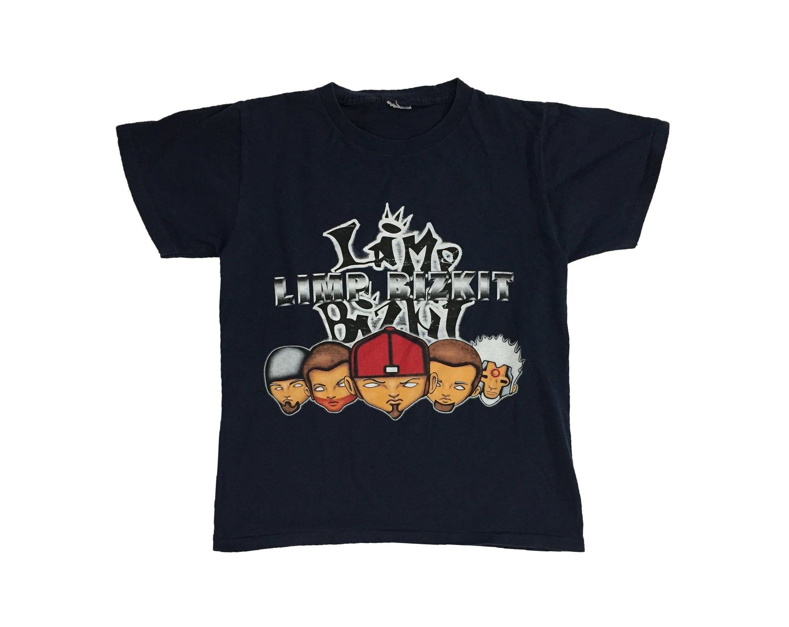 Vintage 90'S Limp Bizkit T-Shirt Rare Alternative Rap Rock Nu Metal Band Promo Concert Tour Merchandise Single Stitch Dark Blue Tee