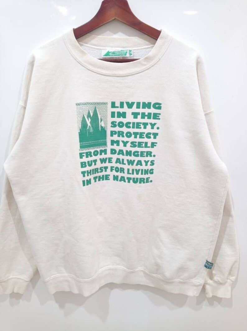 Vintage 90S Living In Nature Eco Fibre Crewneck Sweatshirt Xl