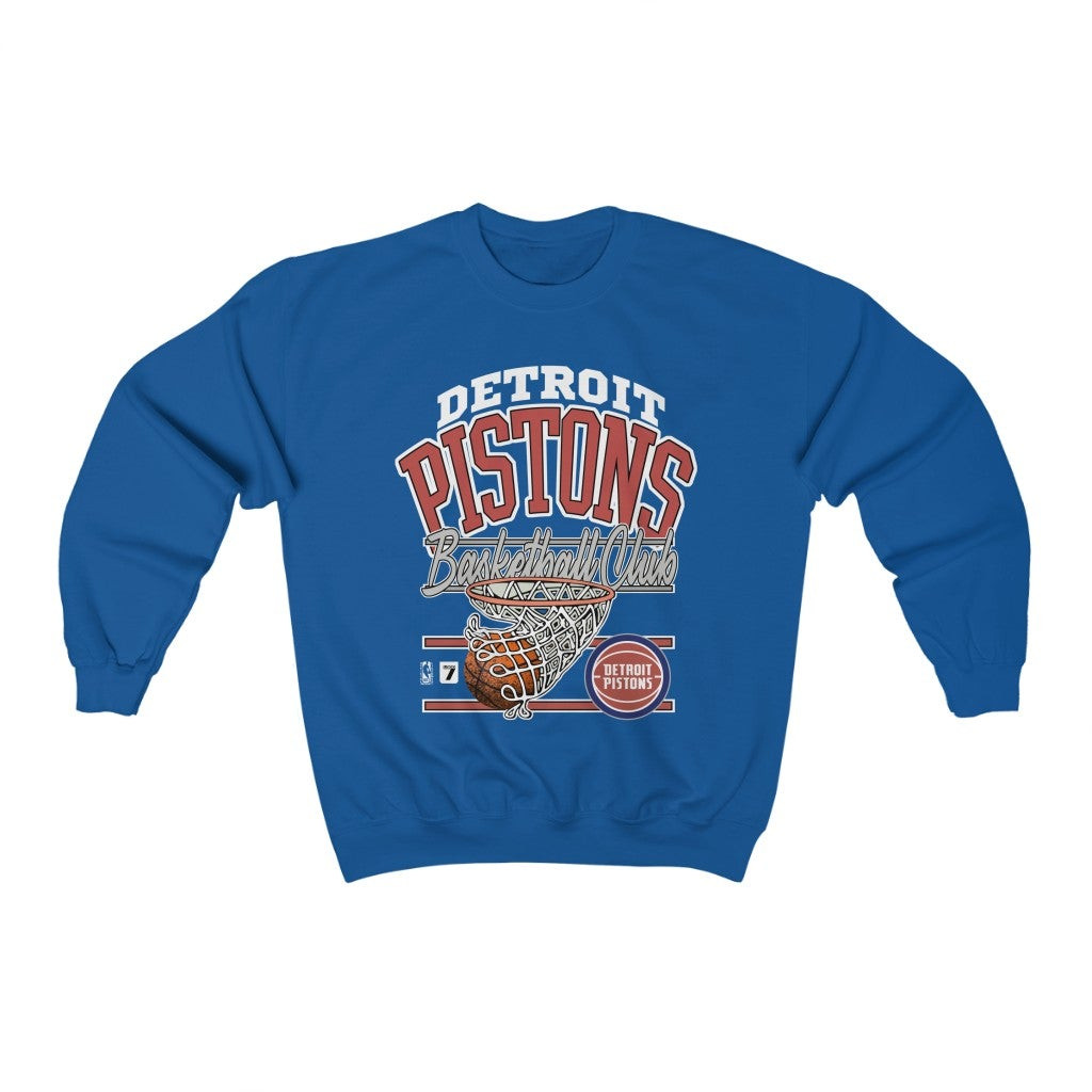 Vintage 90S Logo 7 Detroit Pistons Big Print Sweatshirt 211227