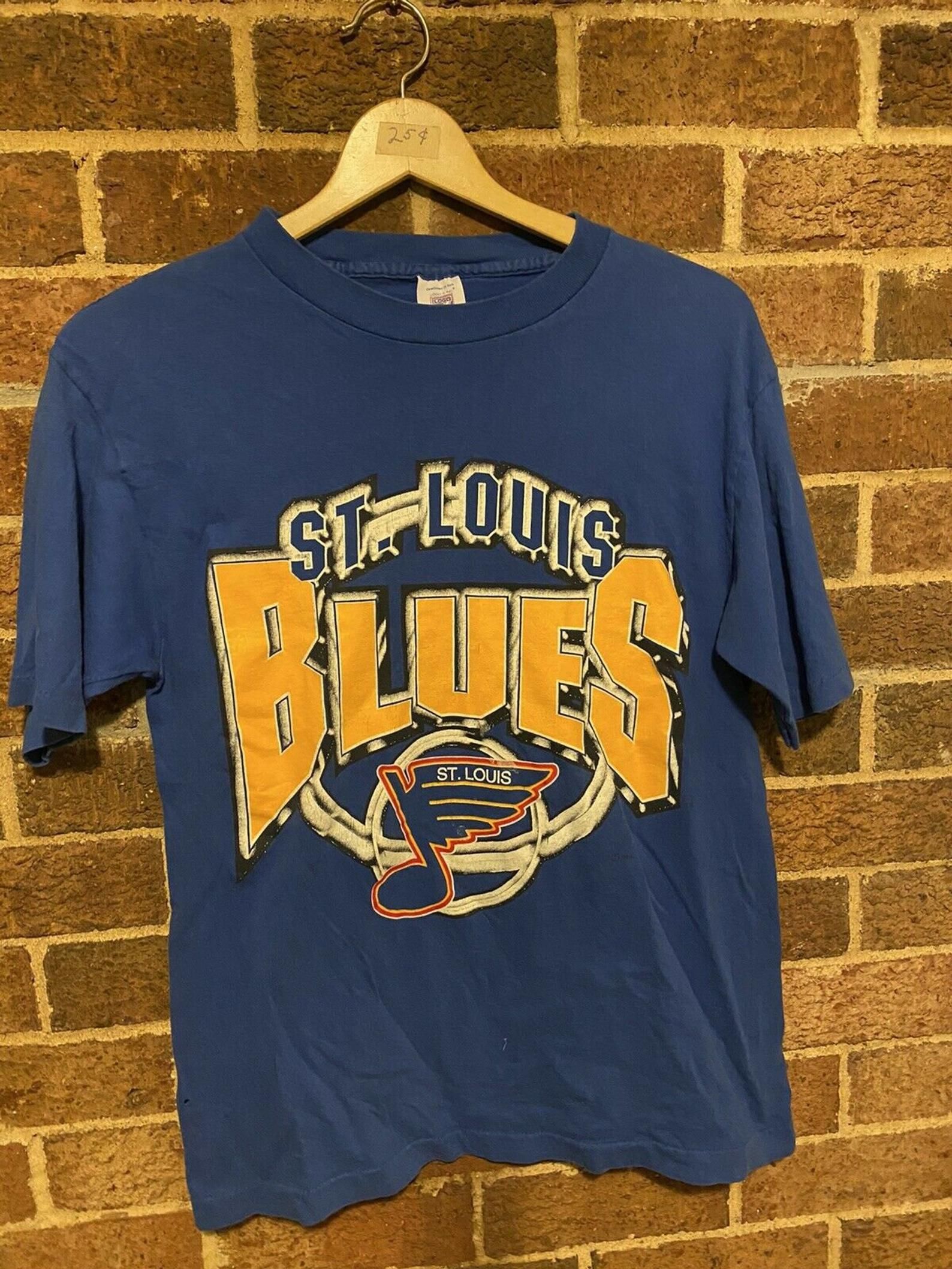 Vintage 90S Logo 7 St Louis Blues Nhl Hockey Graphic Tshirt Adult