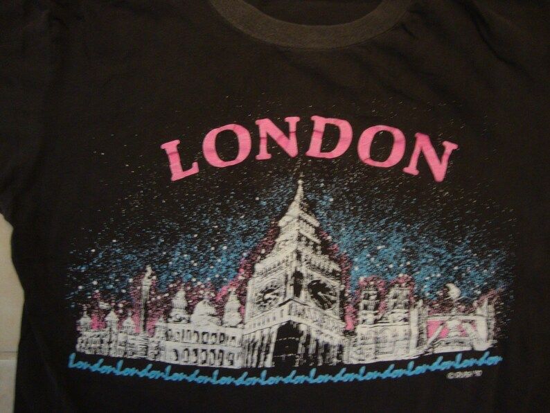 Vintage 90S London England Black T Shirt