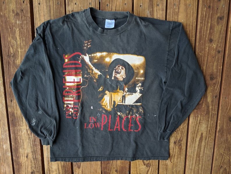 Vintage 90S Longsleeve Garth Brooks I Got Friends Blame It All On My Roots Band Tee