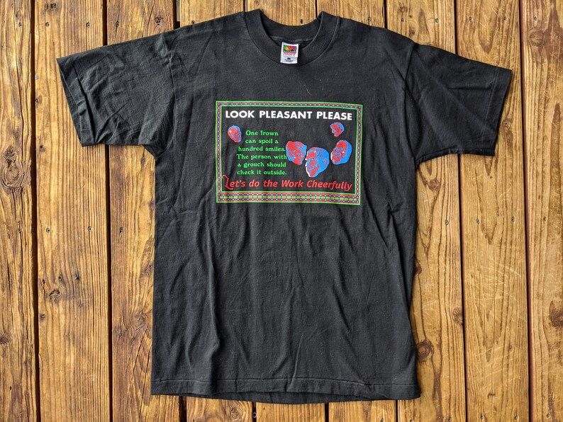 Vintage 90S Look Pleasant Please Smile More Single Stitch Tee