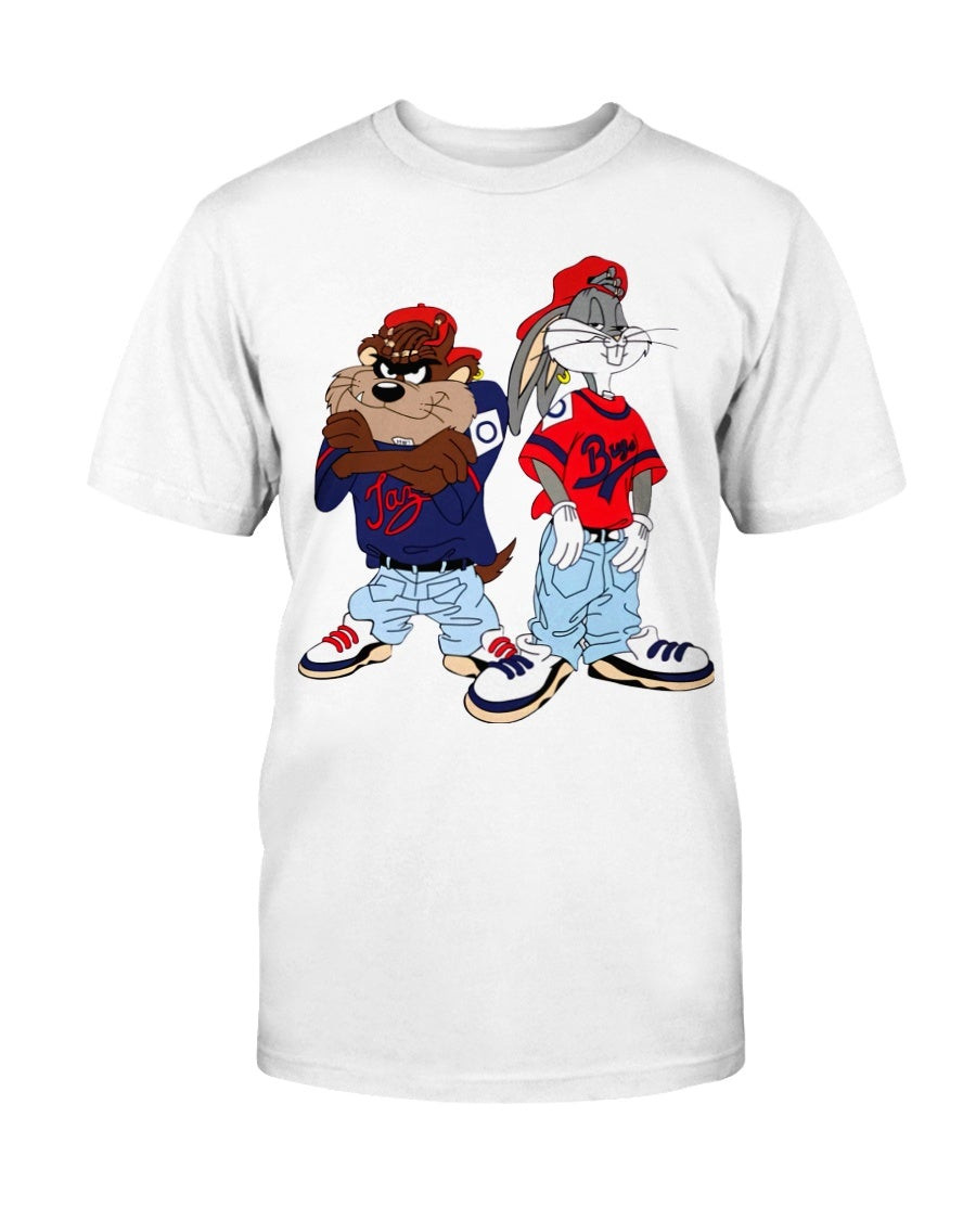 Vintage 90S Looney Tunes Taz Bugs Street Style Big T Shirt 081421
