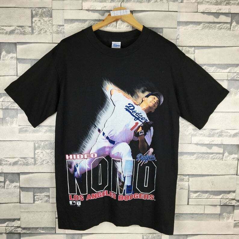 Vintage 90S Los Angeles Dodgers Baseball Black Baseball Mlb Shirt Black