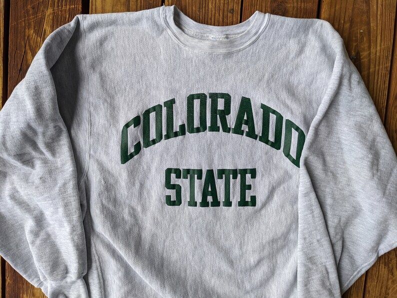 Vintage 90S Made In Usa Champion Reverse Weave Colorado State Crewnecksweatshirt