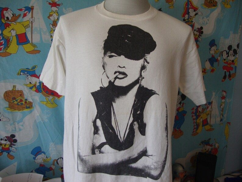 Vintage 90S Madonna Tour Concert T Shirt Black Muscle Sleeveless New Wave Pop Music