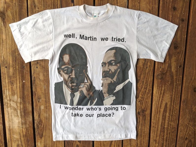 Vintage 90S Malcom X And Dr Martin Luther King Memorial Tee