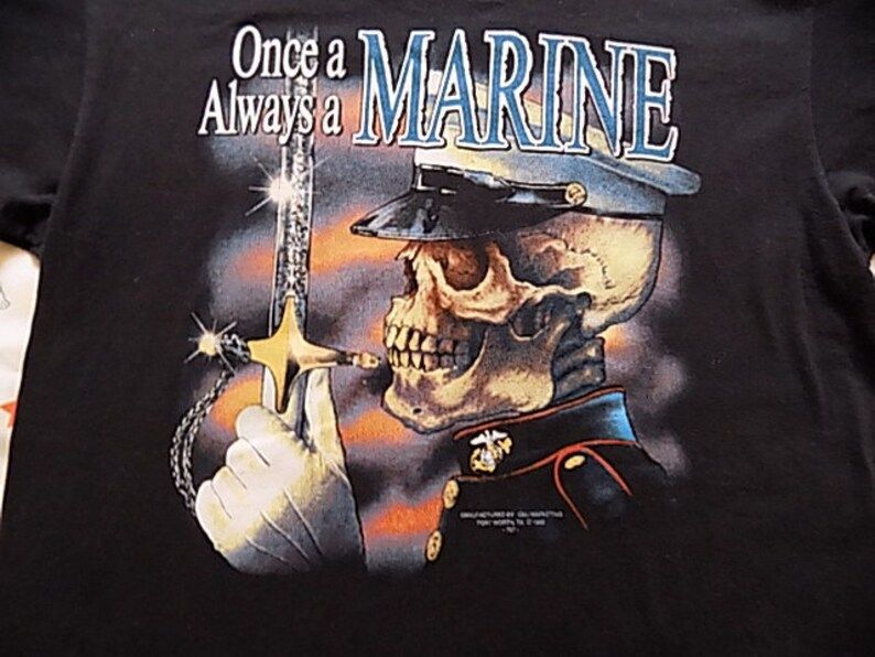 Vintage 90S Marines 3D Emblem T Shirt Edium 1992