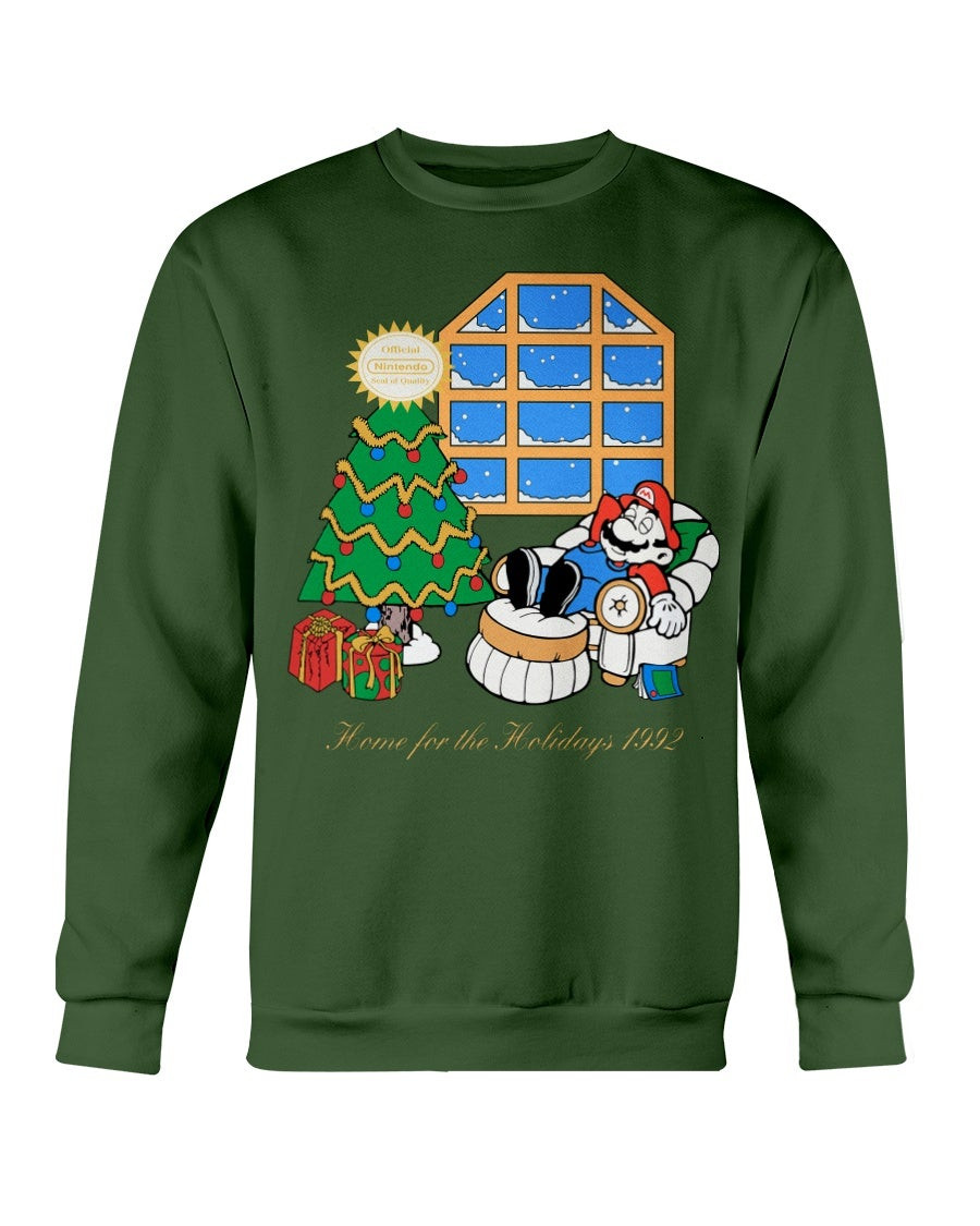 Vintage 90S Mario Christmas Sweatshirt Nintendo Home For The Holidays Sweatshirt