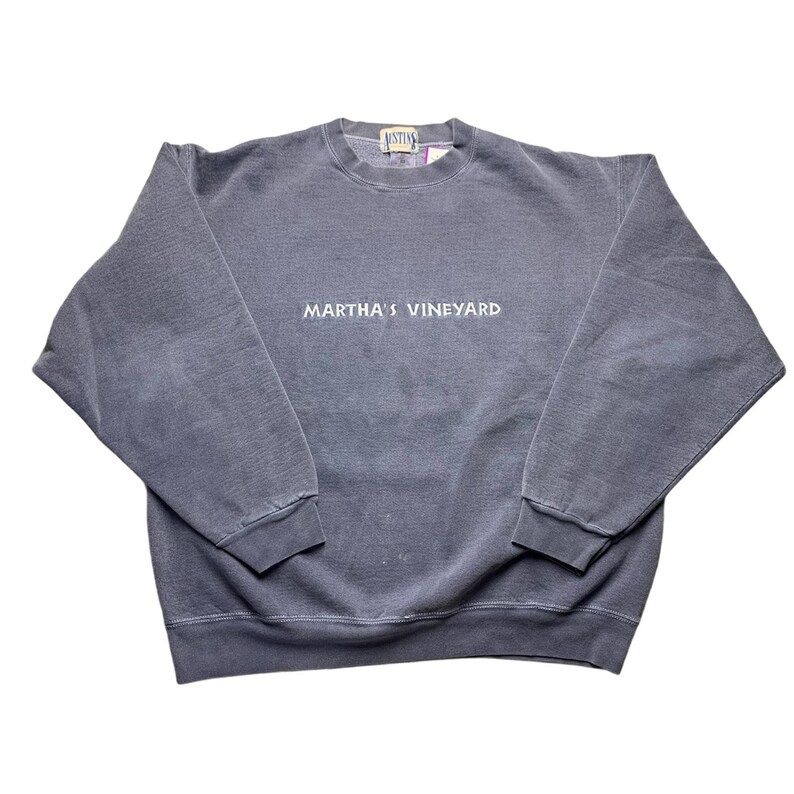 Vintage 90S Marthas Vineyard Blue Crew Neck Pullover Sweatshirt Adult Xl