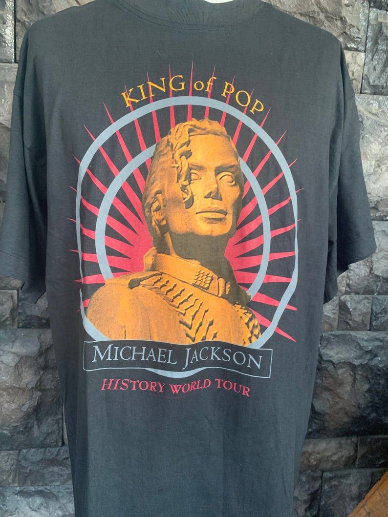 Vintage 90s Michael Jackson King Of Pop History World Tour Shirt