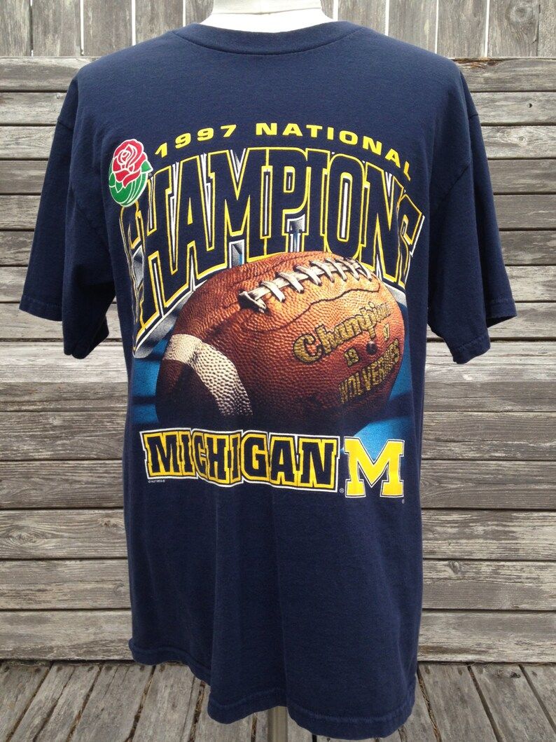 Vintage 90S Michigan Wolverines National Champions T Shirt Large University