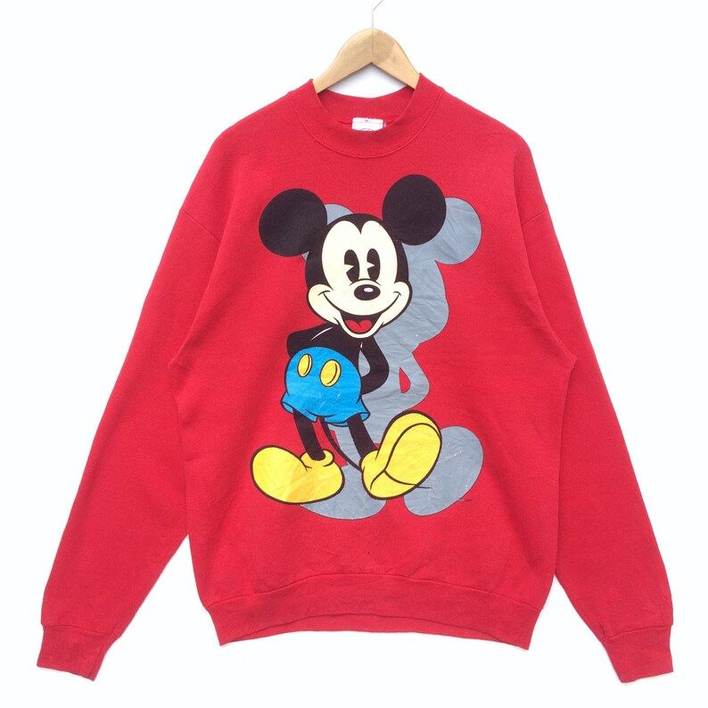 Vintage 90S Mickey Mouse Big Logo Sweatshirt Mickey Mouse Block Colour Sweatshirt