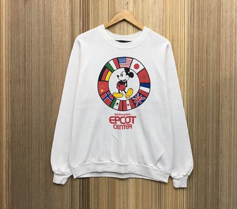 Vintage 90S Mickey Mouse Crewneck Sweatshirt Big Logo Epcot Centre Pullover