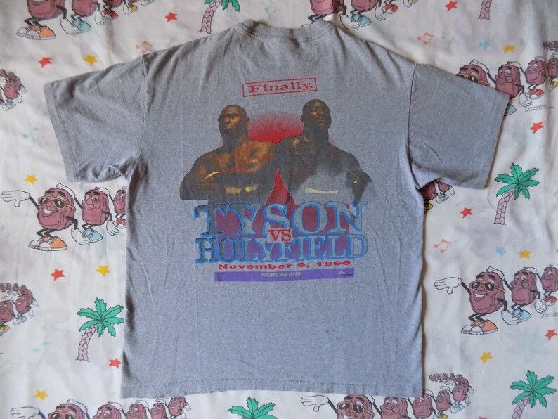 Vintage 90S Mike Tyson Vs Evander Holyfield Boxing T Shirt 1996 Mgm Grand