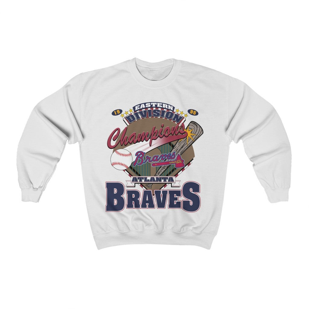 Vintage 90S Mlb Atlanta Braves Baseball 1995 Eastern Division Champions Sweatshirt 211119