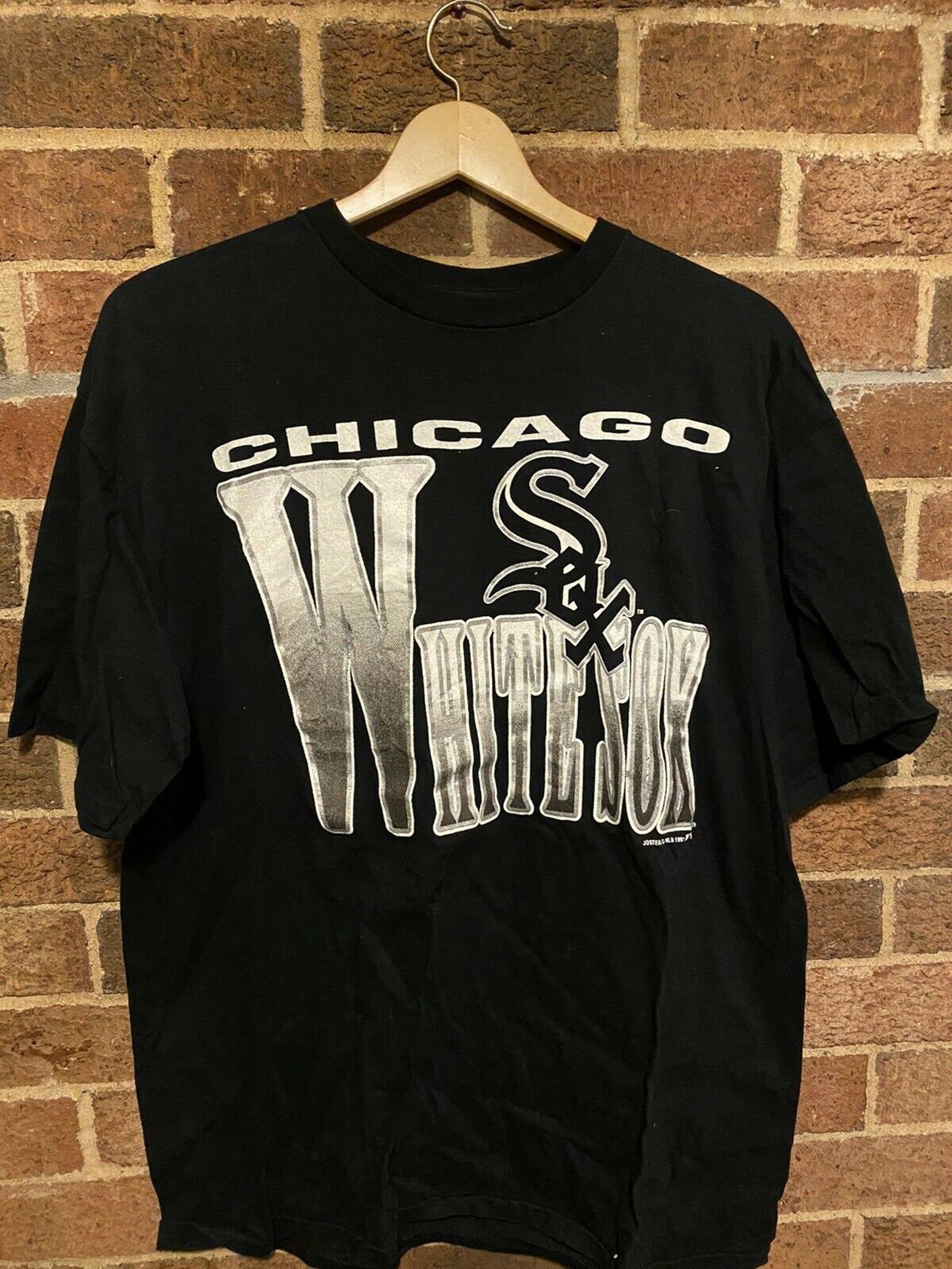 Vintage 90S Mlb Chicago Sox Baseball Graphic Tshirt Adult Black
