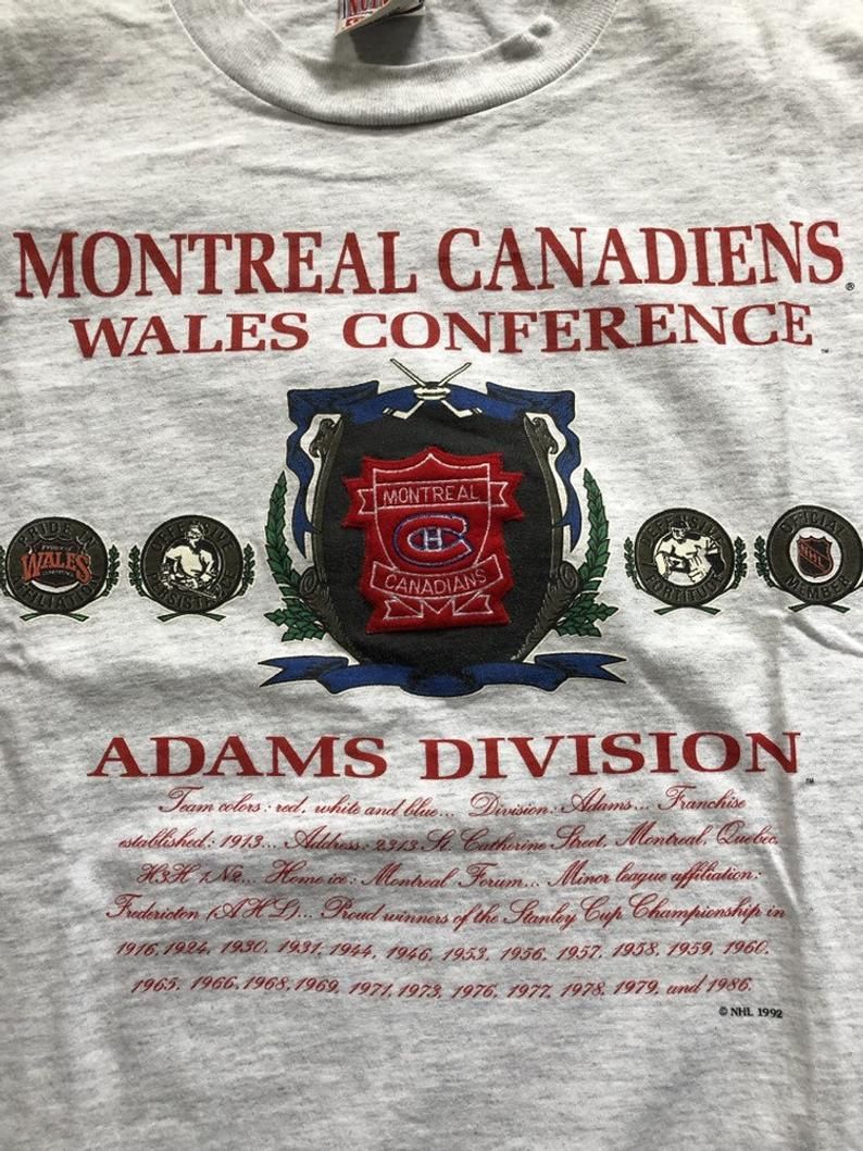 Vintage 90S Montreal Canadians Wales Conference 1992 Nhl Shirt