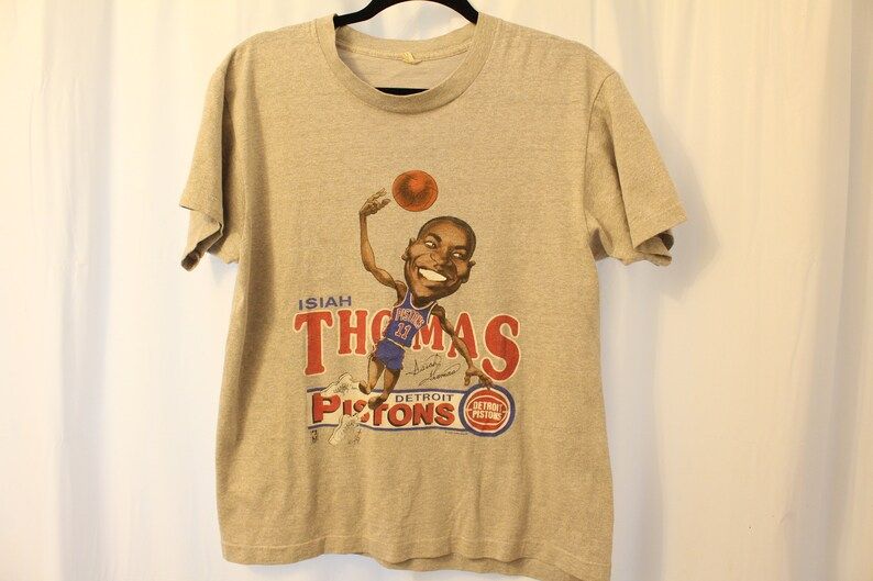 Vintage 90S Nba Cartoon Isiah Thomas Detroit Pistons Tee