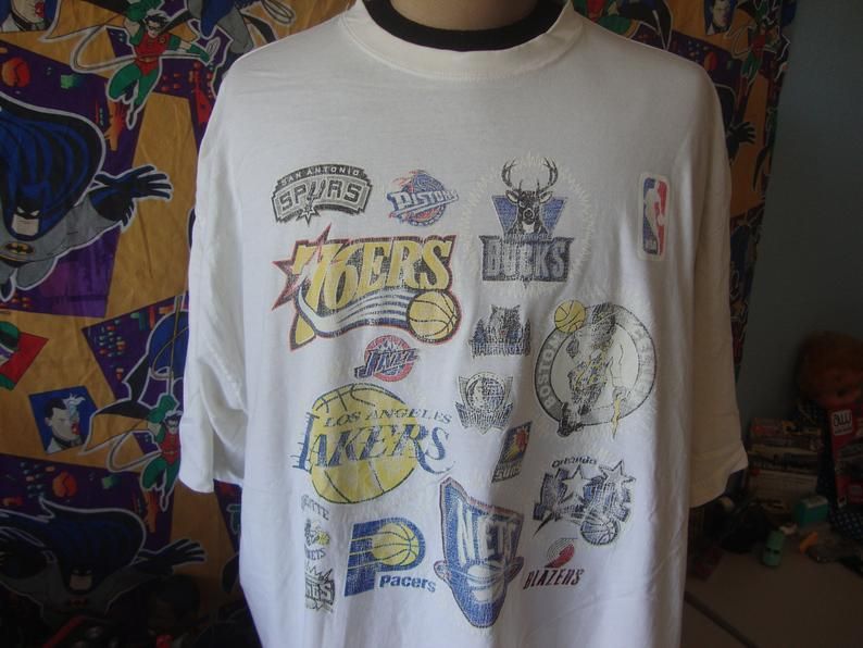 Vintage 90'S Nba Los Angeles Lakers Allen Iverson Kobe Bryant Allen Iverson Most Team Logos Shirt