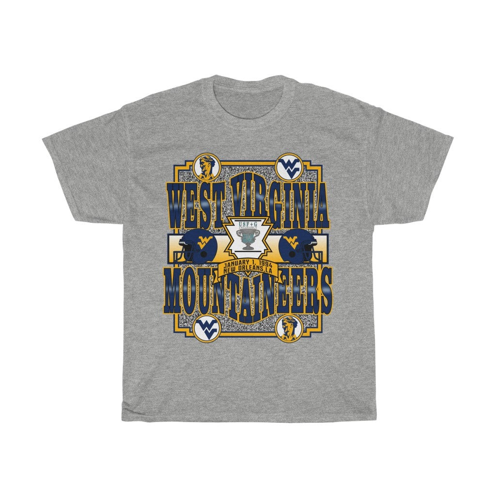 Vintage 90S Ncaa West Virginia 1994 Sugar Bowl Spellout Unisex Heavy Cotton Tee 211112