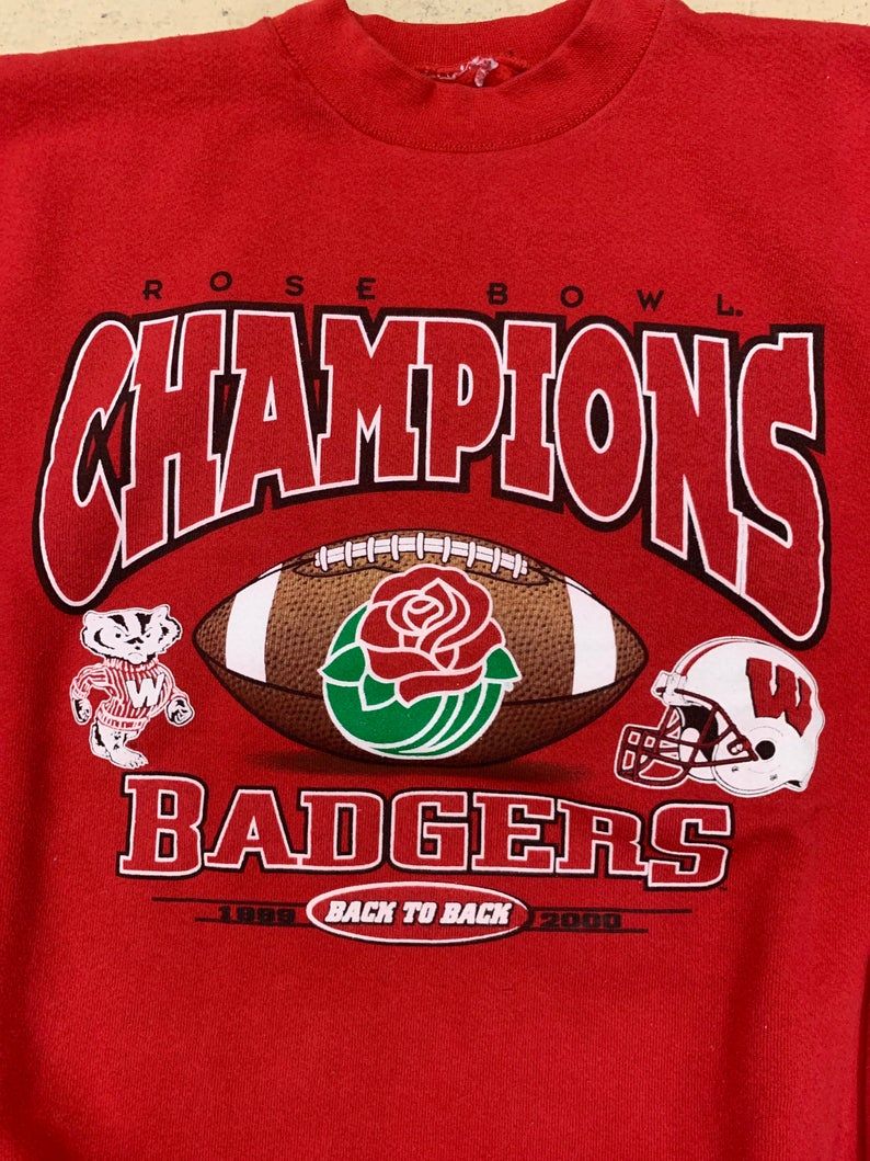 Vintage 90S Ncaa Wisconsin Badgers Rose Bowl 1999/2000 Spellout