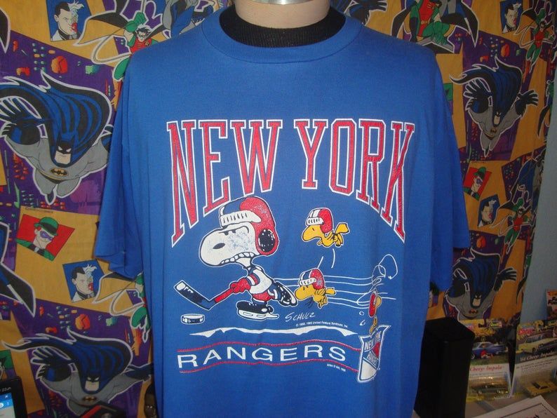 Vintage 90'S New York Rangers Snoopy Joe Cool Peanuts Nhl Hockey