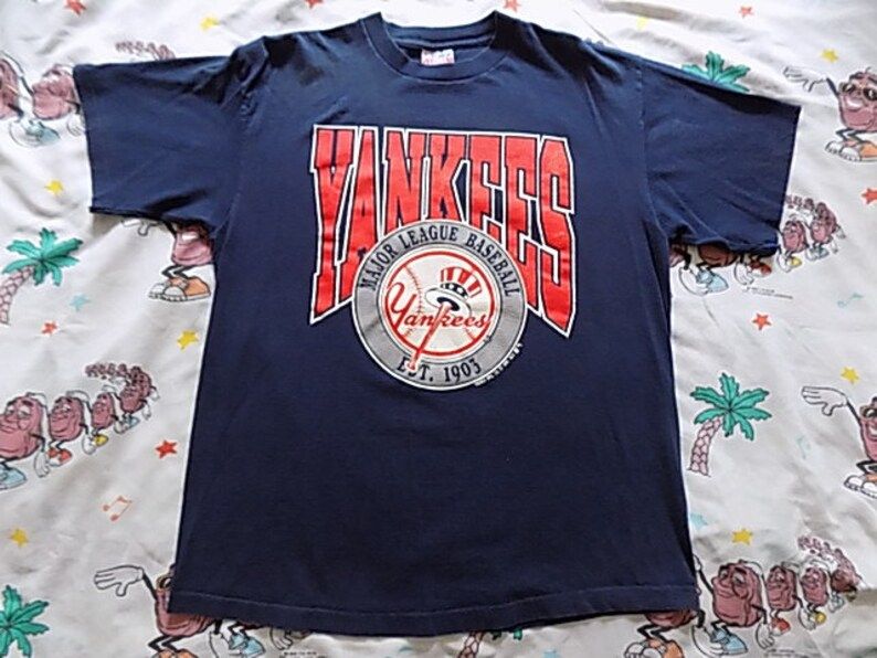 Vintage 90S New York Yankees T Shirt Arge Mlb 1990 Trench