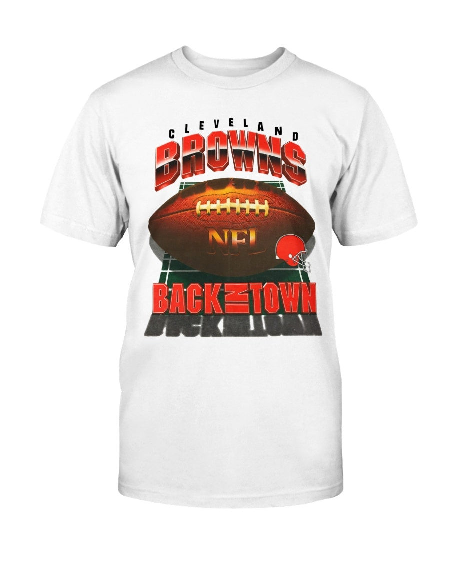 Vintage 90S Nfl Cleveland Browns Back In Town Football Graphic T Shirt 210916
