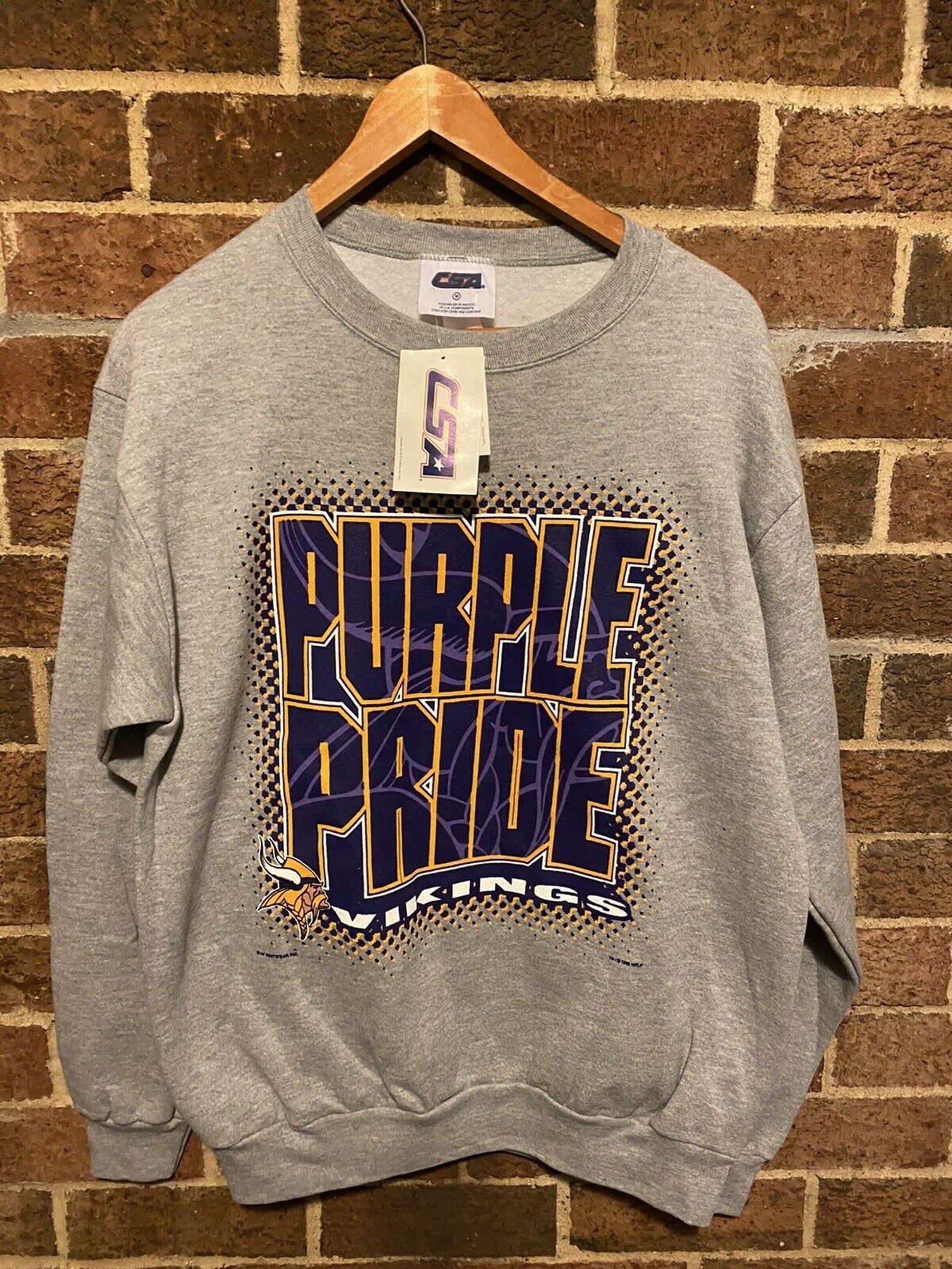 Vintage 90S Nfl Minnesota Vikings Purple Pride Crewneck