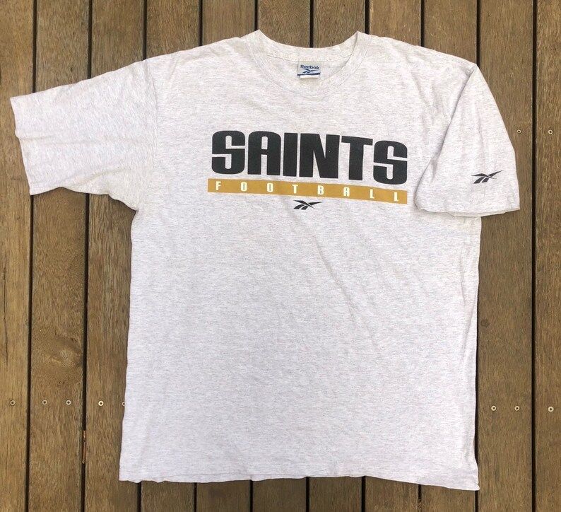 Vintage 90S Nfl New Orleans Saints Reebok Sportswear Box Logo Xl T Shirt Retro Summer Hip Hop Nfl Streetwear New Orleans Saints Fan Gear