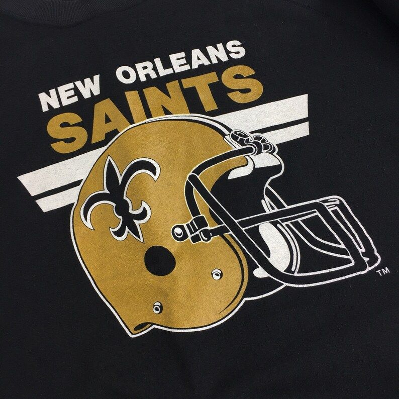 Vintage 90S Nfl New Orleans Saints Trench Mfg Raglan Pullover Crewneck Football Graphic Sweatshirt
