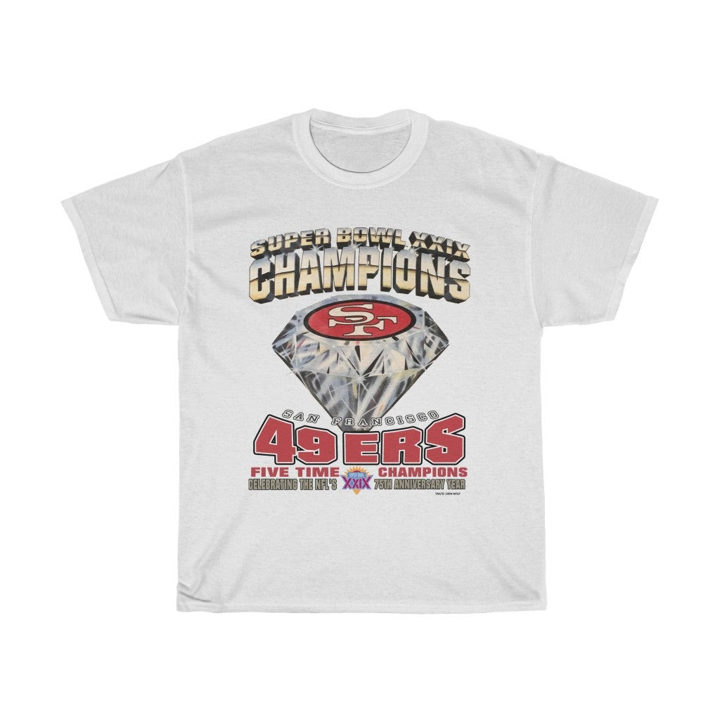 Vintage 90S Nfl San Francisco 49Ers Football Super Bowl Xxix Champions Unisex Heavy Cotton Tee 211018