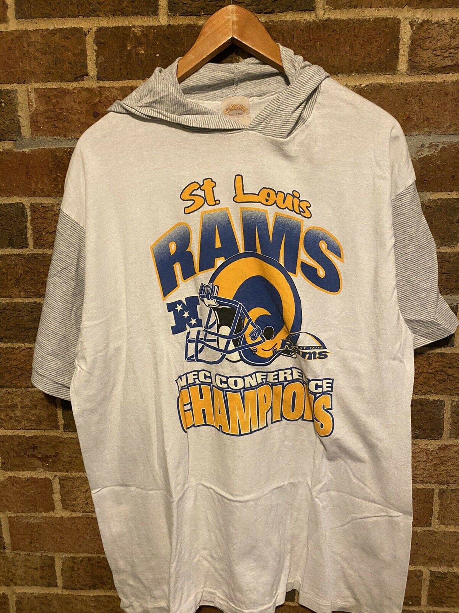Vintage 90S Nfl St Louis Rams Nfc Conference Champions Shortsleeve Pullover 2