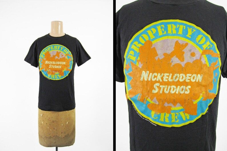 Vintage 90S Nickelodeon T Shirt Black 1990S Crew Shirt