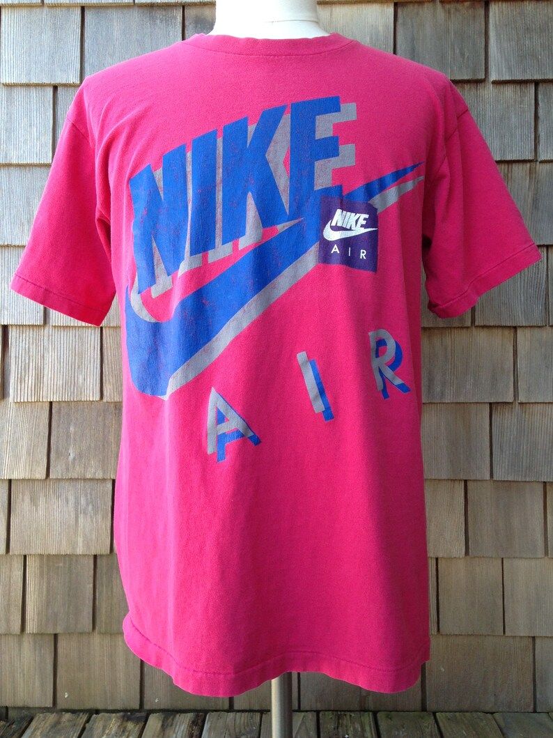 Vintage 90S Nike Air T Shirt Large Made In Usa Pink All Over Logo